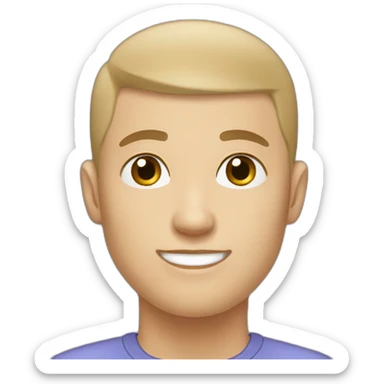 a white male student with almost bald short brown hair with hairstyle French crop sticker