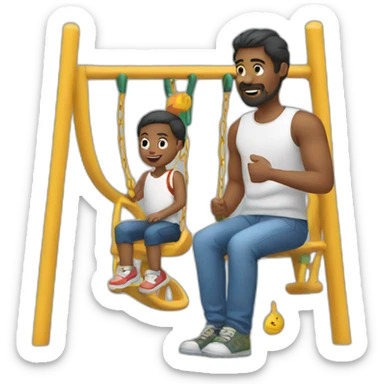 man with child playground sticker
