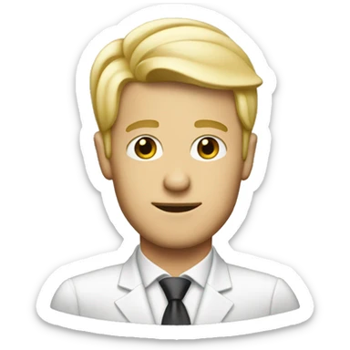 Blonde male attorney with a birthday hat sticker