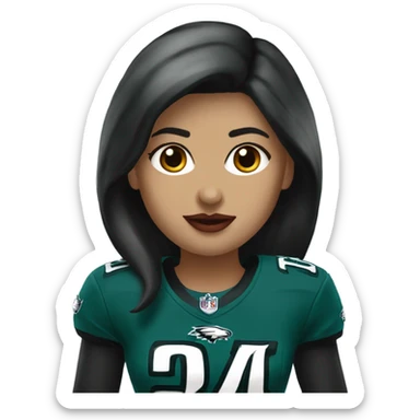  White female dark hair red lips wearing Philadelphia Eagles jersey sticker