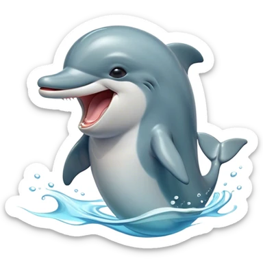 Cinematic Cute Yawning Bottlenose Dolphin Portrait Emoji, Head tilted slightly with a dramatic, wide-open yawn, showcasing a sleek, shiny glossy body with softly curved fins and drowsy, half-closed eyes, Simplified yet irresistibly adorable features, highly detailed, glowing with a soft, cozy aquatic glow, high shine, relaxed yet expressive, stylized with a hint of whimsical marine ease, soft glowing outline, capturing the essence of a drowsy yet affectionate dolphin that appears ready to stretch out and yawn its way out of the screen! sticker