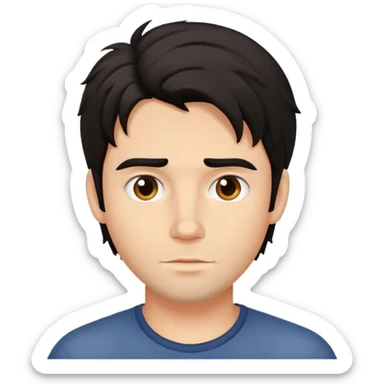 dark haired guy with messy middle parted hair sticker