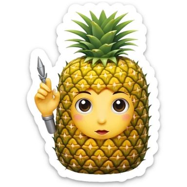 Nails with a pineapple sticker