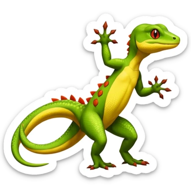 lizard-Salandit-Gecko-Treecko-Kecleon-Fakémon-Pokémon-hybrid-creature (full body)  sticker