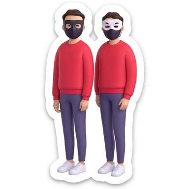 A guy in a black and white mask and red sweater sticker