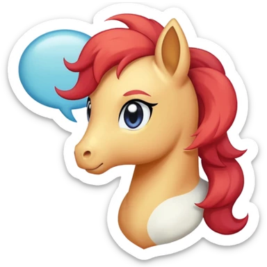 Galarian ponyta pokemon, sad eyes, please chat bubble above head
 sticker