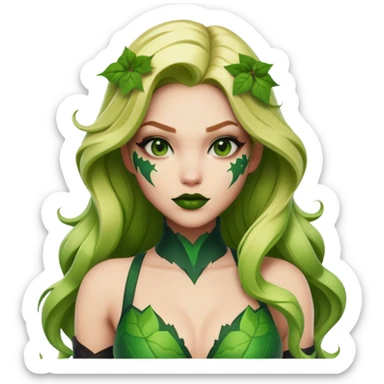 poison ivy fortnite skin with green lips and with blonde hair sticker