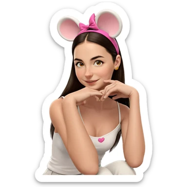 mouse eared girl with smile sticker