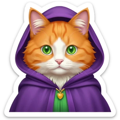 orange cat in purple cloak sticker