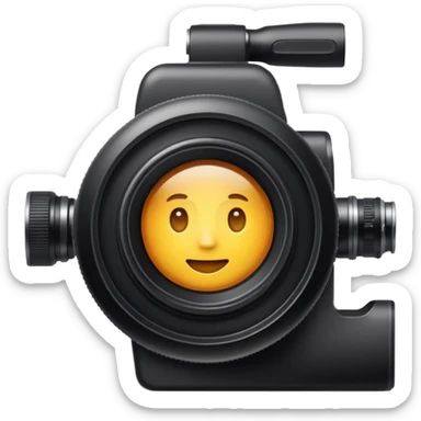 A simple camera lens, apple emoji style, front view, no face, 45 degree angle sticker