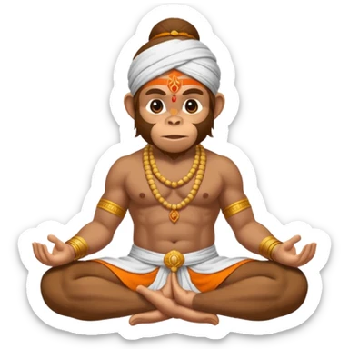Hanuman ji monkey face hunk build body having mukut and dhoti and should be seated in pease to pray Ramji sticker