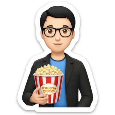 man black hair light skin tone in a movie theater sticker
