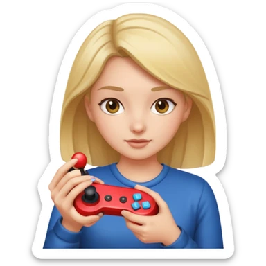 Girl grabbing joystick sticker