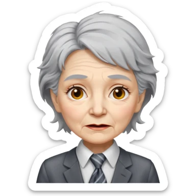 Very old women with Necktie. different hair style, more smudges on face. sticker