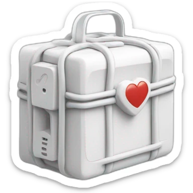 An electronic white box that connects cables and has a heartbeat symbol on it sticker