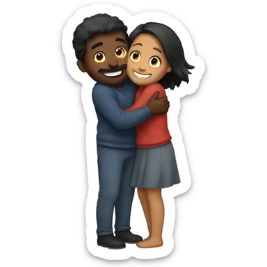 couple hug with warm smiles sticker