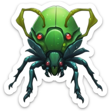 alien beetle monster scifi roguelike rpg style inspired by slay the spire digital art sticker