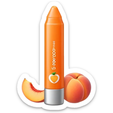 Peach-flavored, tubular lip balm sticker