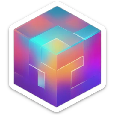 4d tesseract gradient logo hd sticker