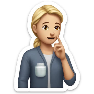 "I want to create an emoji where I, as a caring partner, am looking after my girlfriend when she's unwell. The key moment is me extending my hand to touch her forehead, checking her temperature, showing my concern and care." sticker