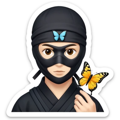 Crea un emoji para usar en WhatsApp con estos dos emoji 🥷🏻🦋. sticker