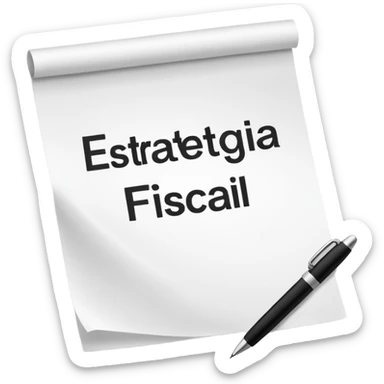 paper with a pen that says Estrategia Fiscal sticker
