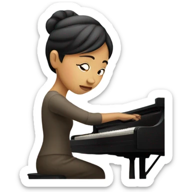 Asian woman playing piano sticker