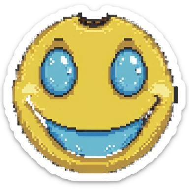 goofy cross-eyed face with big smile sticker