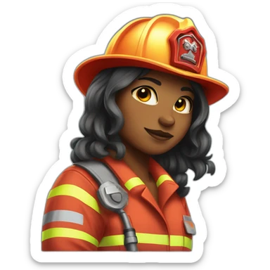 Buffed Catloving girl Firefighter sticker