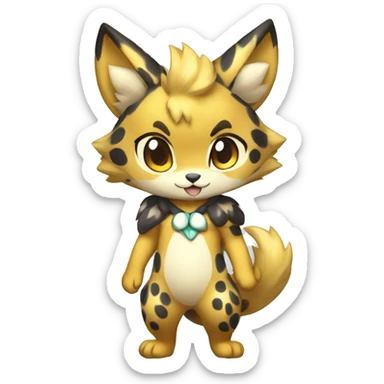 shiny, spotted, Kemono-style, Chibi, Anthro-Fur-Sona-Fakémon, Full Body sticker