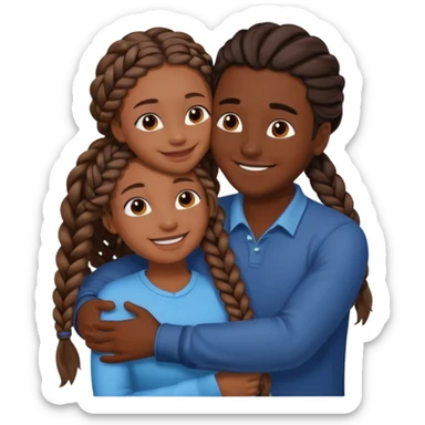 dark skin girlfriend with braids hugs brown skin boyfriend with long hair  sticker