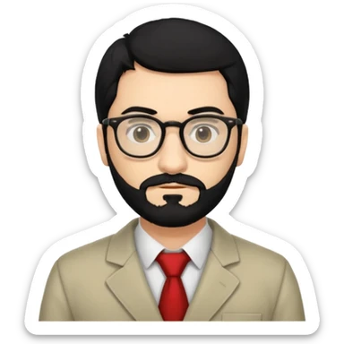 Professor in the la casa de papel TV show, with black hair and beard sticker