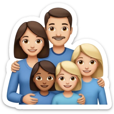 Happy family of 5: mom, dad, two sisters and brother sticker