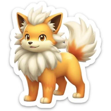 Colorful Shiny Kawaii Cute Arcanine—Vulpix-Ninetails-Flareon-Fakémon-Pokémon full body sticker