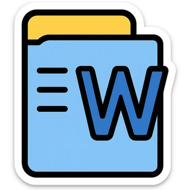 Microsoft Word logo as a flat icon, simple, clean, minimal color, modern design sticker