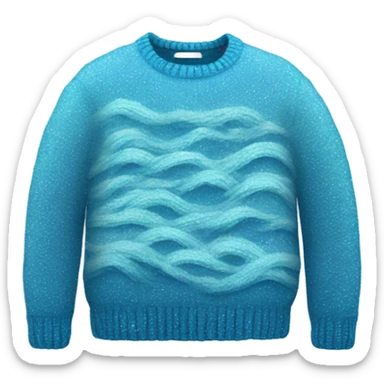 Knit blue sweater with water wave glittery design sticker