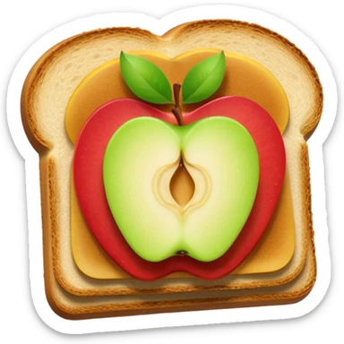 toast with apple slices on top, clean and minimal sticker