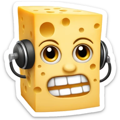 block of cheese listening to music sticker