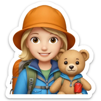 A girly Teddy bear camping sticker