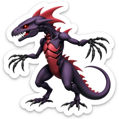 Shiny Badass Edgy Dark Evil Spectral Dusky Spooky Skeletal Cool Hot Stylish Handsome Salandit-Darkrai-Genesect-Fakémon-fusion (full body) sticker