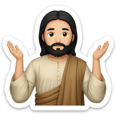 fullbody, head-to-toe, Jesus's apostle Thomas, black hair and black beard, both arms down, normal emoji style sticker
