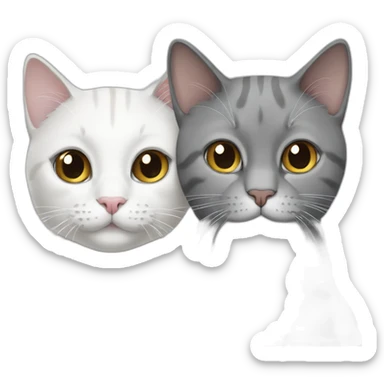 two white and one gray cat 3 cats sticker