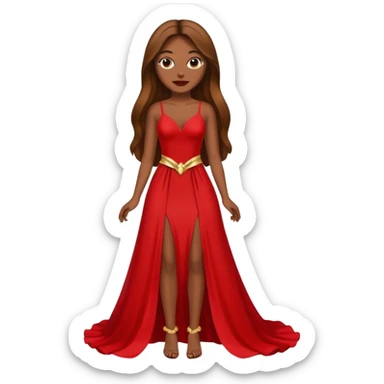 woman brown skin long hair red holiday gown full body sticker
