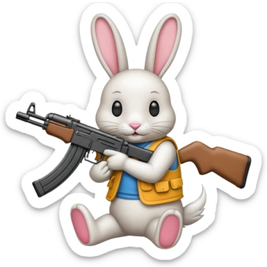 Crea un emoji de un conejo sosteniendo una  Ak47 sticker