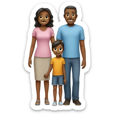 Happy family of 4 holding hands together  sticker