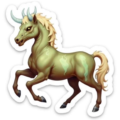 aesthetic brilliant divine lighting, oil paint  -  hieronymus bosch phantasmagoric mutated evil centaur sticker