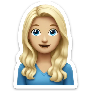 Blonde girl with blue eyes waving sticker