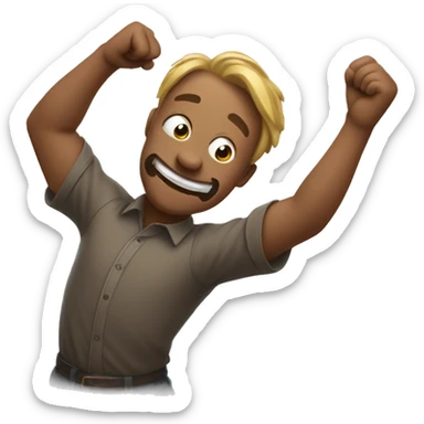 emoji puts his bent arm in front of him and hits down with his elbow, rejoicing sticker