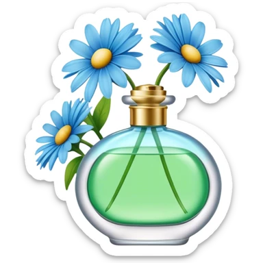 Sky green perfume and blue daisies  sticker