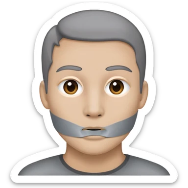 face with duct tape across the mouth sticker